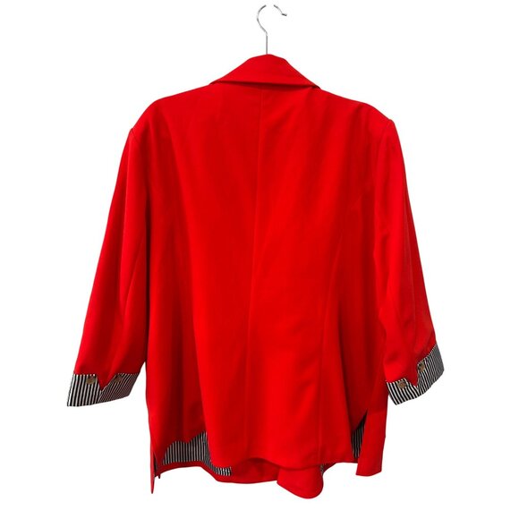 Andrée By Unit Single Button Blazer Jacket Sz 2X Stripe Lined Red Career Office - Picture 2 of 6